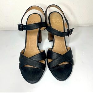 Alex + Alex Black Leather Strappy Heels Sandals